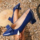 Spring Pointed-toe Bowknot High Heels Wine-red