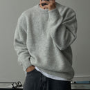 Solid Color Drop-shoulder Round Neck Sweater Men's Warm Thickened Sweater