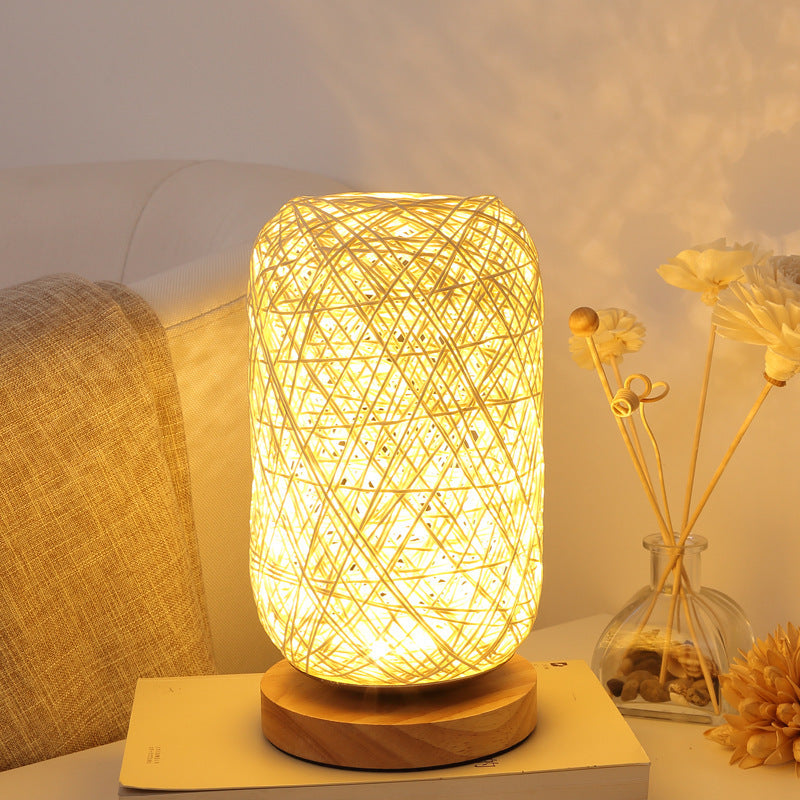 Bedroom Bedside Decoration Dimmable LED Night Light Wooden Twine Vine Bal Table Lamp