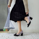 Shallow mouth chunky heel shoes