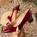 Spring Pointed-toe Bowknot High Heels Wine-red