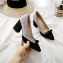 Shallow mouth chunky heel shoes
