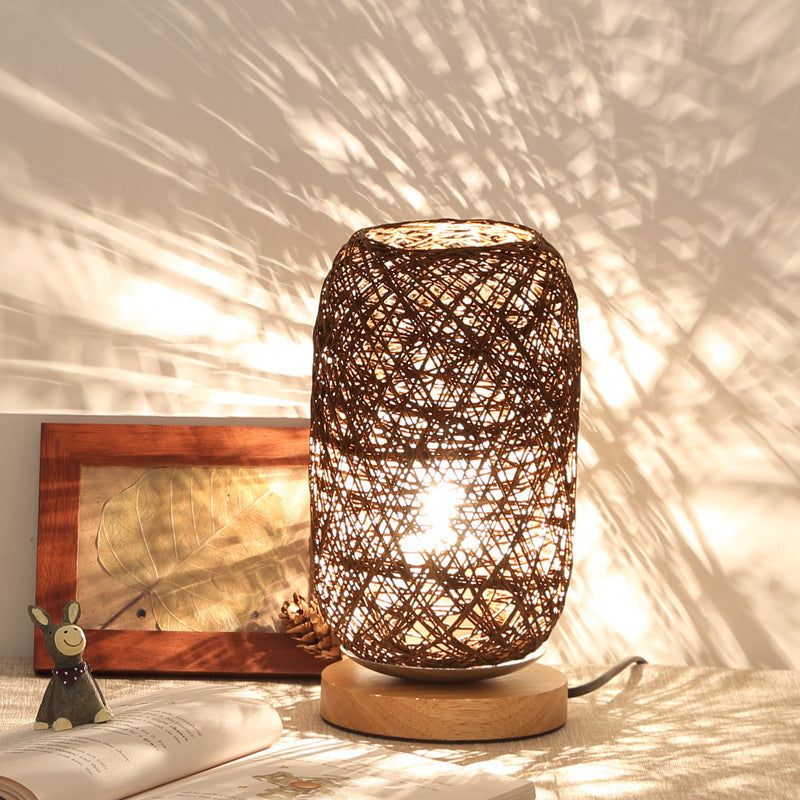 Bedroom Bedside Decoration Dimmable LED Night Light Wooden Twine Vine Bal Table Lamp