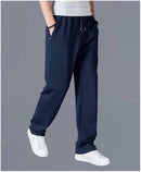 Men's Cotton Trousers Straight Casual Oversized Knit Sweatpants Loose Running Pants