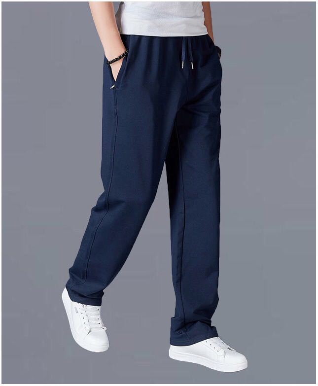 Men's Cotton Trousers Straight Casual Oversized Knit Sweatpants Loose Running Pants