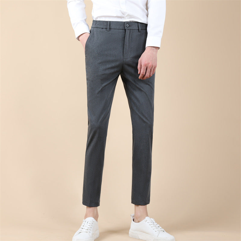 Summer Thin Cropped Men's Suit Pants Pencil Pants Solid Color Breathable