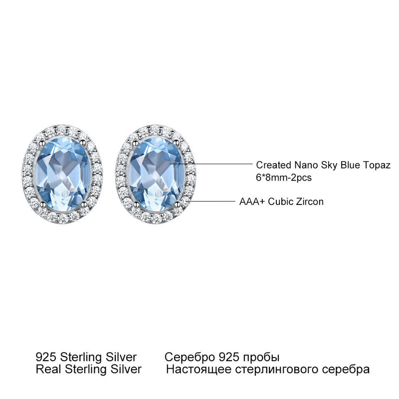 Womens Round Gemstone And Diamond Sterling Silver Earrings