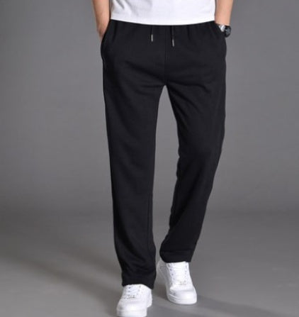 Men's Cotton Trousers Straight Casual Oversized Knit Sweatpants Loose Running Pants
