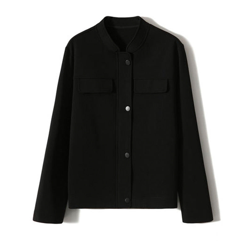 Casual Versatile Minimalist Cotton Baseball Collar Modern Jacket Coat Women&