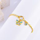 Vacation Style Colorful Epoxy Butterfly Necklace Bracelet Fashion Suit