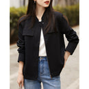 Casual Versatile Minimalist Cotton Baseball Collar Modern Jacket Coat Women&