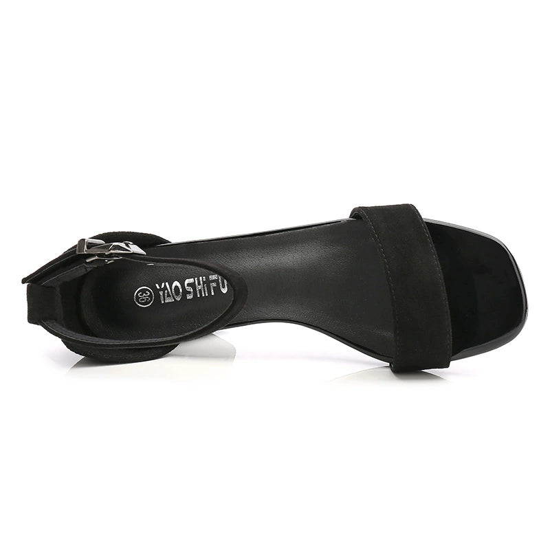 Women 2023 Summer Fashion Sandals Medium High Heel Block Hee