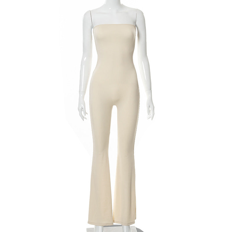 Autumn New Solid Color Sleeveless Strapless Back Fashion Casual Women&amp;