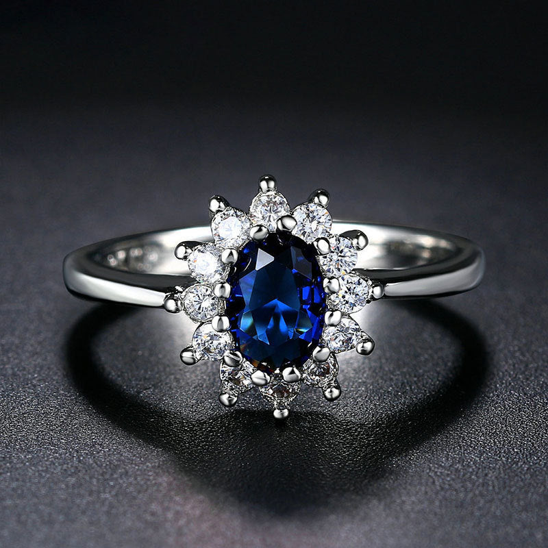 Blue Moissanite Women's Ring All-matching