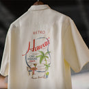 Bamboo Pattern Cuban Collar Shirt For Men