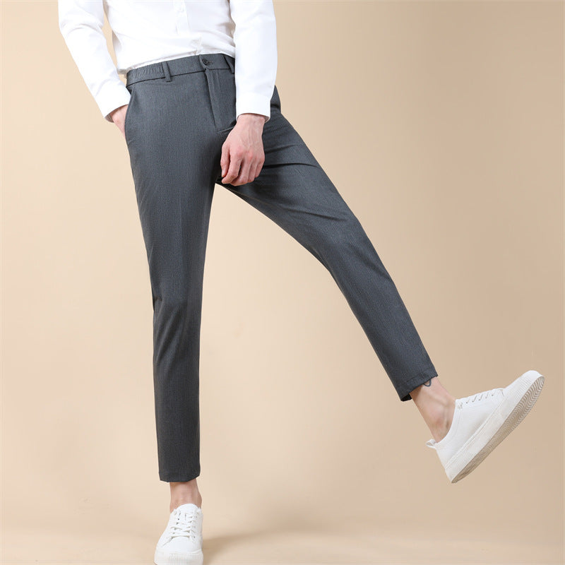 Summer Thin Cropped Men's Suit Pants Pencil Pants Solid Color Breathable