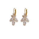 Inlaid Zircon Super Shiny Leaves Cold Delicate Earrings