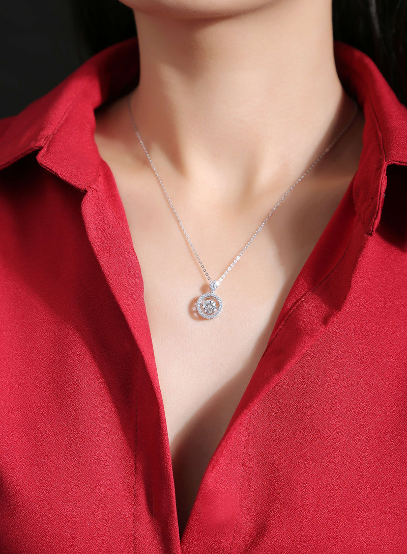 Touch - A Fashionable And Trendy Jewelry Necklace Pendant Set With 1-carat Moissanite S925 Sterling Silver And Platinum Plating